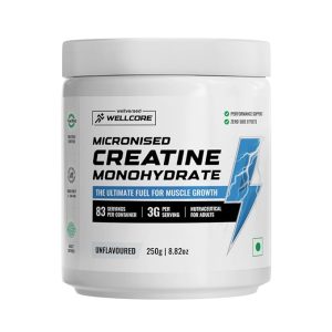 Wellcore - Pure Micronised Creatine Monohydrate Powder (Unflavoured, 83 Sevings) | Rapid Absorption | Enhanced Muscle Strength & Power