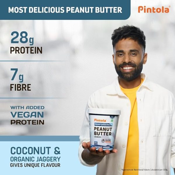 Pintola Coconut Jaggery Performance Series Peanut Butter (Crunchy) - 1kg | Vegan Protein | 28% Protein | High Protein & Fiber Just for pre order. - Image 5