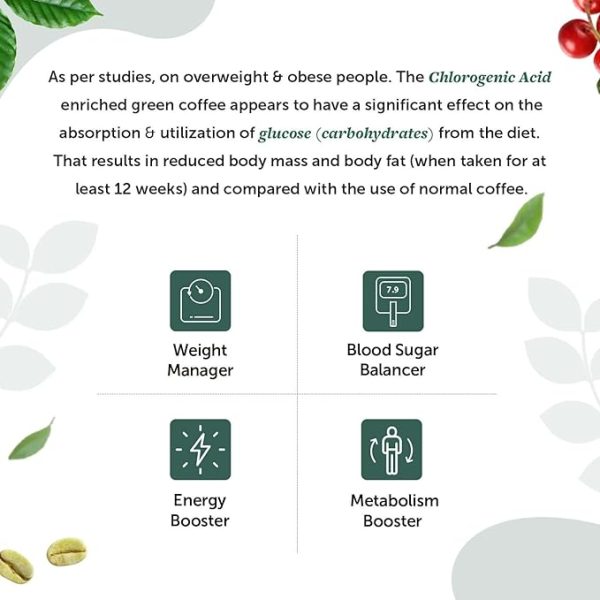 Neuherbs Unroasted Arabica Green Coffee Beans | With Chlorogenic Acid | For Weight Loss Management (200 gm Beans) Just For Pre order - Image 2