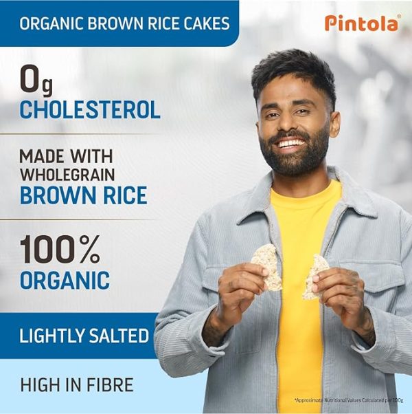 PINTOLA Organic Brown Rice Cake - All Natural, Gluten-Free Snack for Weight Loss, Made with 9 Wholegrains, Soy and... Size:130 g (Pack of 1). Just For Pre order - Image 5