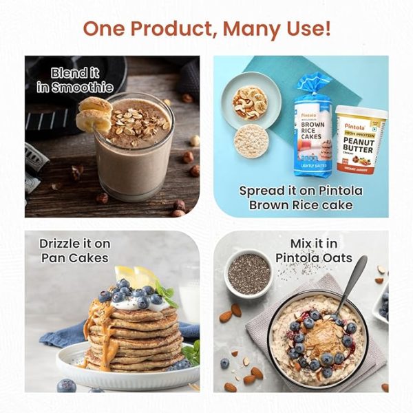 Pintola HIGH Protein ORGANIC JAGGERY Peanut Butter with 33g Protein & 7g Fiber, Whey Protein Peanut Butter, Vegan Gluten Free, Zero Added Salt, Cholesterol Free, 100% Roasted Peanuts - Image 2
