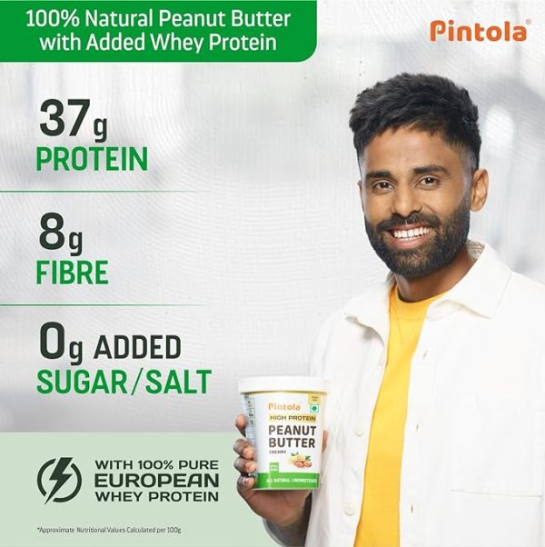 Pintola High Protein All Natural Peanut Butter | Unsweetened | 37% Protein | Imported Whey Protein and Roasted Peanuts - Image 4