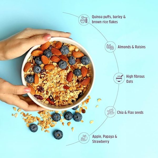 MuscleBlaze Fit High Protein Muesli ( Dark Chocolate & Cranberry) | 22g Protein | with Raisins, Almonds & Super Seeds,High Protein Breakfast Cereals. Just For Pre order - Image 5