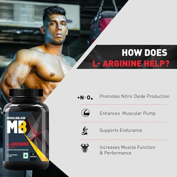 MuscleBlaze L-Arginine, Supports Nitric Oxide Production, Pack of 90 Capsules. Just for Pre order - Image 4