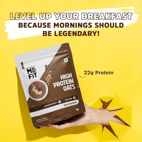 MuscleBlaze Fit High Protein Oats (Dark Chocolate, 1kg) | 22g Protein | Breakfast Cereals for Weight Management. - Image 4