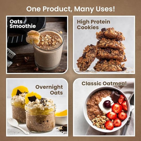 PINTOLA 22g High Protein Oats 1kg, Dark Chocolate,No Refined Sugar, with Almonds Raisin, Pumpkin and Chia Seeds, 8g Fibre, Rolled Oats, Breakfast Cereals | Gluten Free. Just For Pre order - Image 4