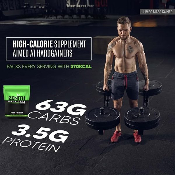 Zenith Sports Jumbo Mass Gainer | Promotes Muscle Strength | 63g Carbs | 3.5g Protein | Just For Pre order - Image 4