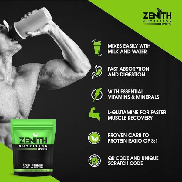 Zenith Sports Jumbo Mass Gainer | Promotes Muscle Strength | 63g Carbs | 3.5g Protein | Just For Pre order - Image 6