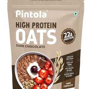 PINTOLA 22g High Protein Oats 1kg, Dark Chocolate,No Refined Sugar, with Almonds Raisin, Pumpkin and Chia Seeds, 8g Fibre, Rolled Oats, Breakfast Cereals | Gluten Free. Just For Pre order