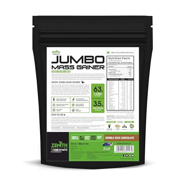 Zenith Sports Jumbo Mass Gainer | Promotes Muscle Strength | 63g Carbs | 3.5g Protein | Just For Pre order - Image 2