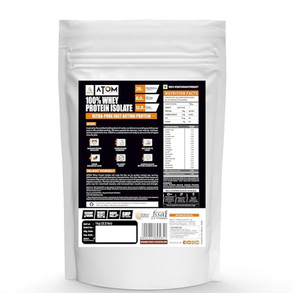 AS-IT-IS ATOM Whey Protein Isolate 1kg | 30g protein, 6.1g BCAA & 13g EAA | Ultra Pure-Fast Acting Protein | Double Rich Chocolate Flavor. Just For Pre order - Image 2
