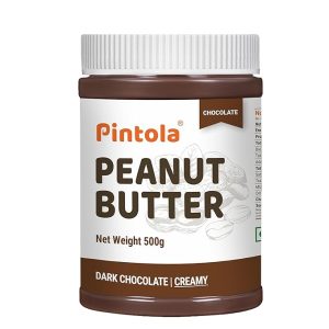 Pintola Peanut Butter Chocolate Flavour Creamy 1kg - 18.6g Protein & 5.2g Dietary Fiber, Made with Premium Roasted Nuts & Cocoa, Gluten Free, Zero Cholesterol & Trans Fat, Vit E & B3, Dark Chocolate Just for pre order.