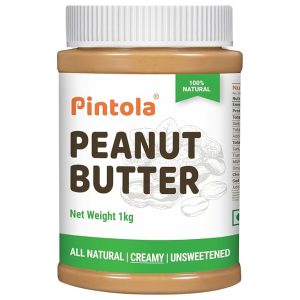 Pintola All Natural Peanut Butter Crunchy 1kg | Unsweetened | 30g Protein | Vegan Peanut Butter, 100% Pure Roasted Peanuts | Non Gmo | High in Protein Spread, Gluten & Cholesterol Free, Nut Butter Just for pre order.