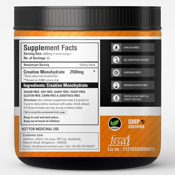 AS-IT-IS Nutrition 100% Creatine Monohydrate, Pure 2.5g Micronized Powder with Rapid Dissolution & Absorption, USA Labdoor Certified for Accuracy & Purity, Supports Performance & Recovery- Unflavored, Single Ingredient- 150g (60 servings) Just for pre order. - Image 2